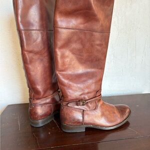 Brown Leather Riding Boots Frye Melissa stitched 5.5